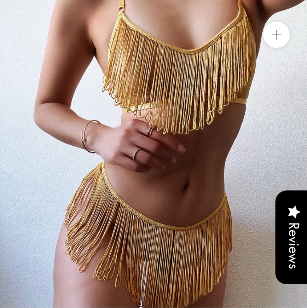 NWT Gold Fringe Lingerie Set Zazzy Zelda